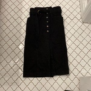 Ulla Johnson Black Midi Skirt with Belt